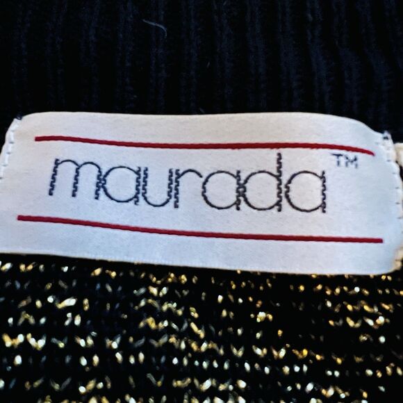 Vintage Maurada Gold & Black Metallic Shimmery Long Cardigan Sweater - XL - Picture 10 of 12
